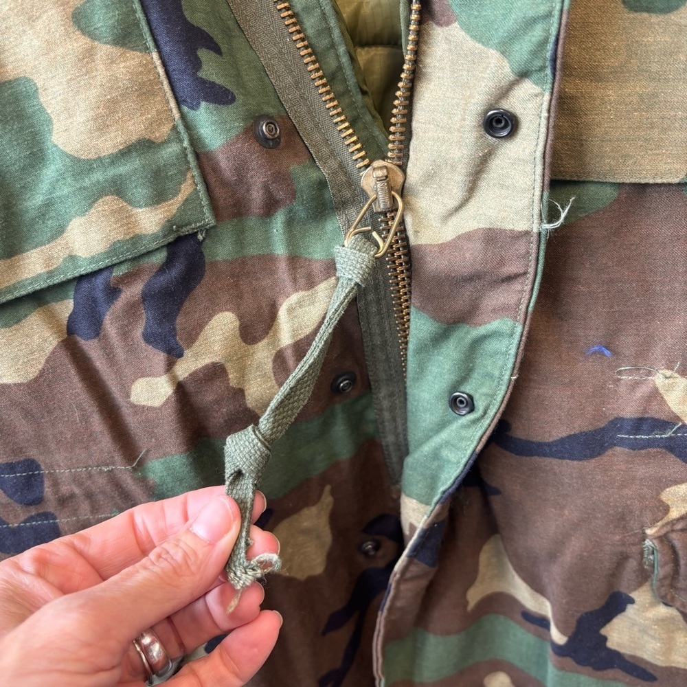 Military Mens Small Field Cold Weather Coat Woodland Camo Lined Army Hooded - Picture 6 of 12